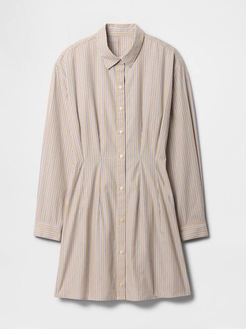Gap Striped Cotton Mini Dress in Beige & Blue Size Medium NWT